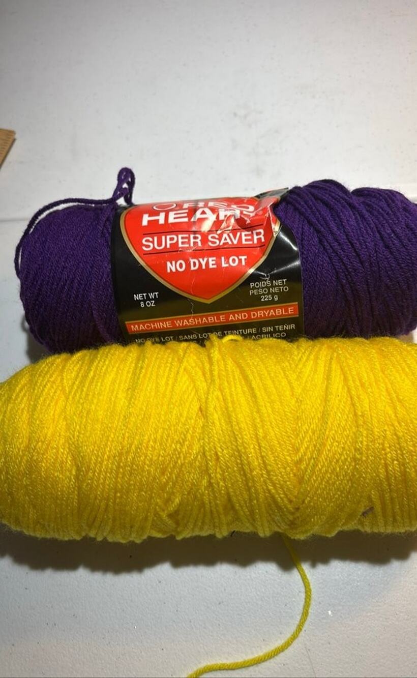 Red Heart Super Saver Yarn No Dye Lot Purple and Yellow